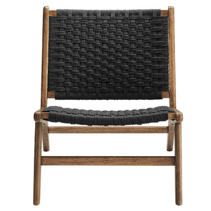 Saoirse Woven Rope Wood Accent Lounge Chair in Walnut Black @taylorraydesign