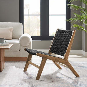 Saoirse Woven Rope Wood Accent Lounge Chair in Walnut Black @taylorraydesign