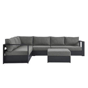 Tahoe Outdoor Patio Powder-Coated Aluminum 5-Piece Sectional Sofa Set in Gray Charcoal @taylorraydesign