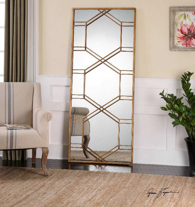Kennis Gold Leaf Leaner Mirror - taylor ray decor