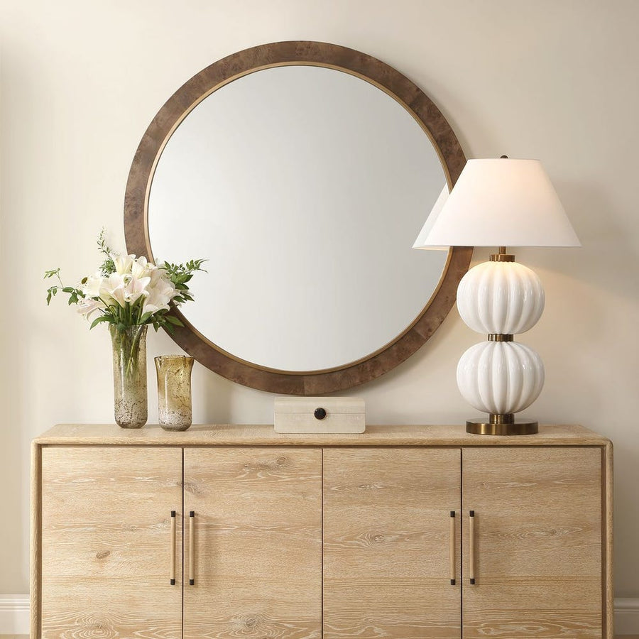 Cleveland Round Burl Wood Mirror