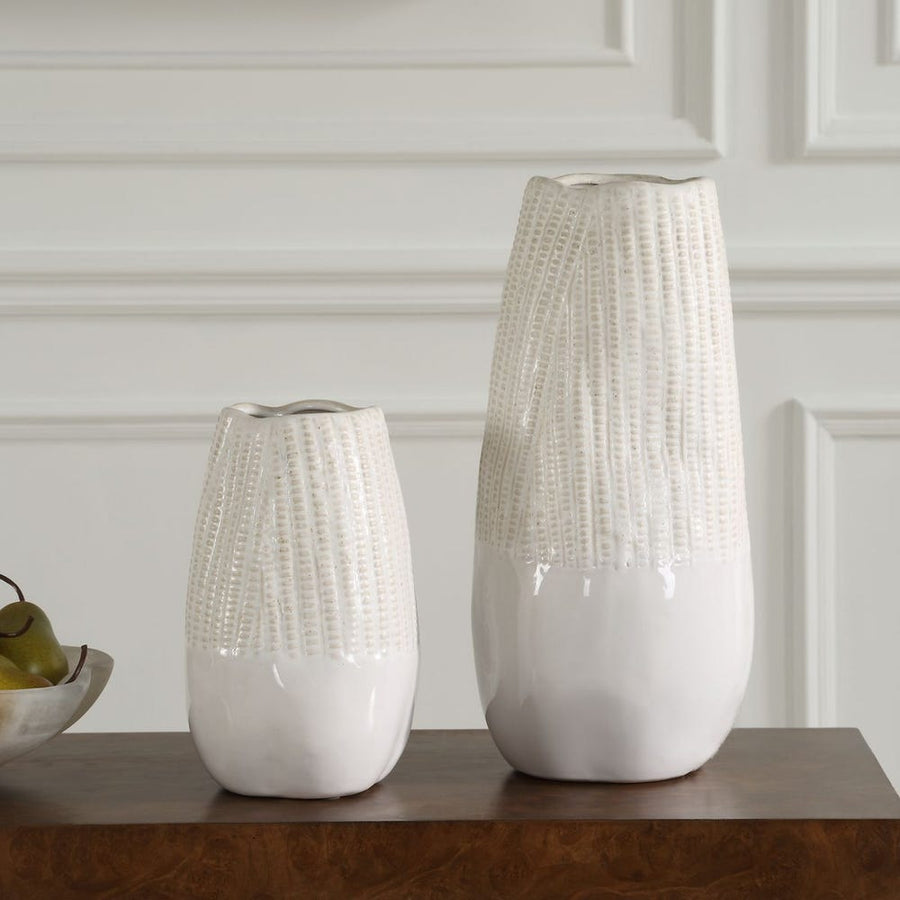 Echo Ridge White Vases, Set of 2
