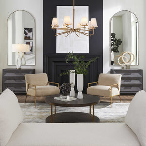 Lassen 8 Light Brass Chandelier