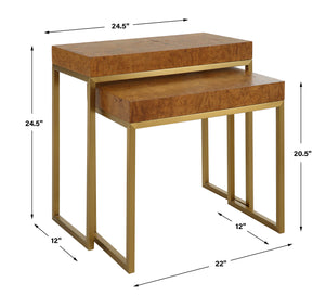 Burl-esque Wooden Nesting Tables, S/2