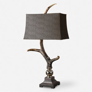 Stag Horn Dark Shade Table Lamp