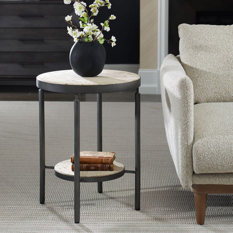 Dauntless Travertine Side Table - taylor ray decor