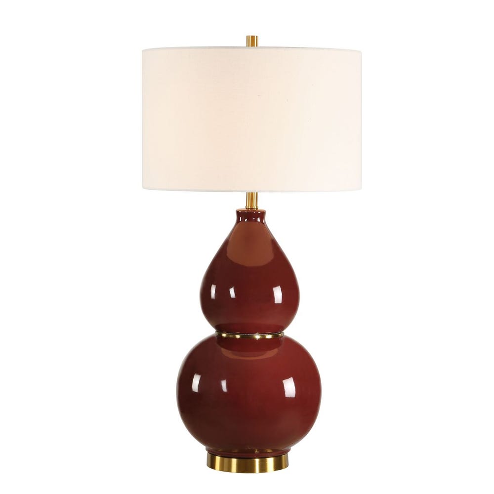 Gourd Burgundy Glaze Table Lamp