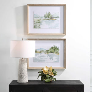 Serene Lake Landscape Framed Prints, S/2