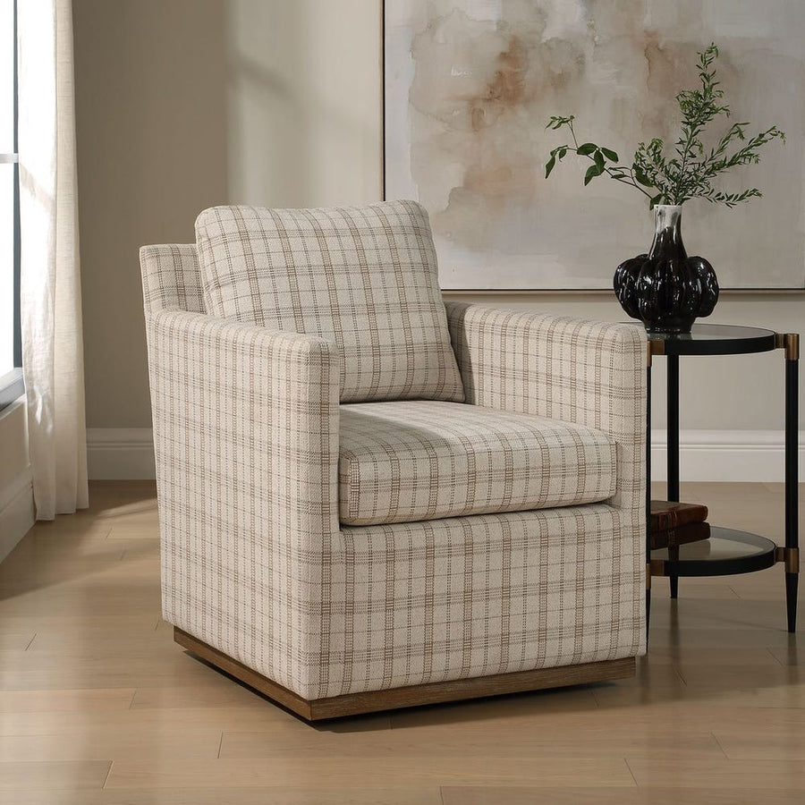 Basie Classic Casual Linen Swivel Chair