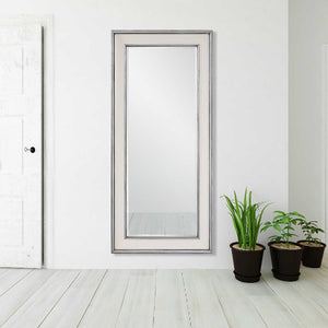 Metallic Trim Wood Leaner Mirror