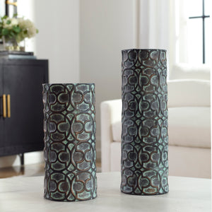 Baltra Bronze Patina Vases, Set of 2