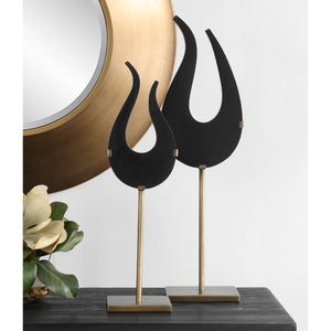 Black Flame Sculptures, Set of 2