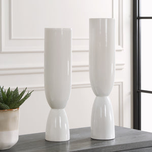 Kimist White Vases, Set of 2