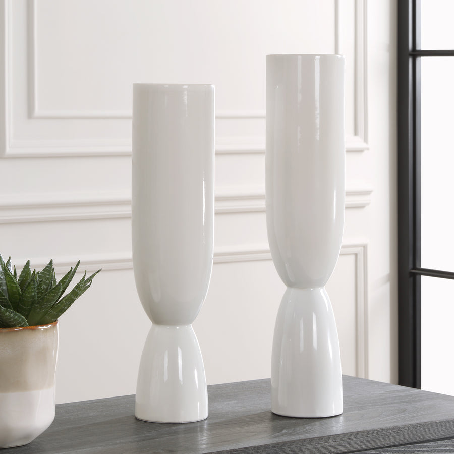 Kimist White Vases, S/2