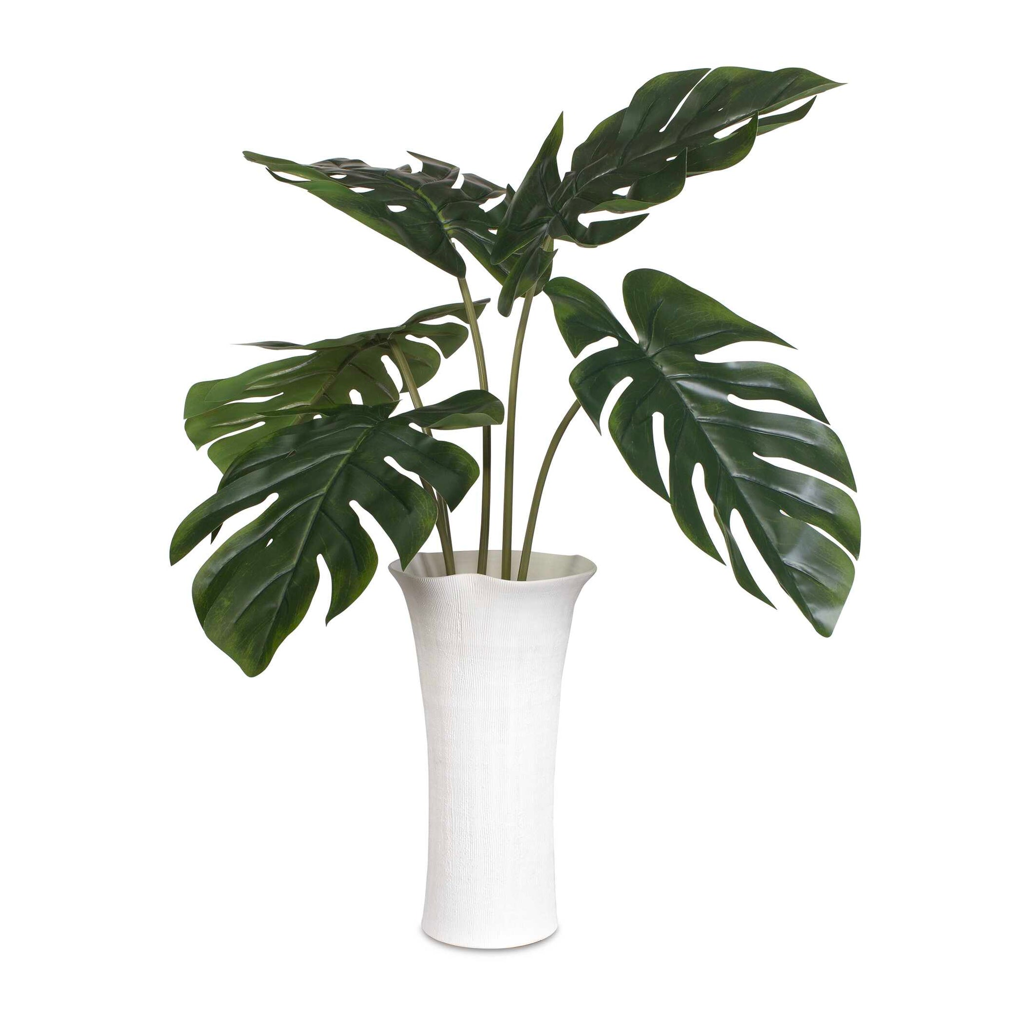 monstera leaves in vase Uttermost 60258 Muse Monstera White Vase Centerpiece