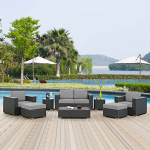Sojourn 8 Piece Outdoor Patio Sunbrella® Sectional Set in Gray @taylorraydesign