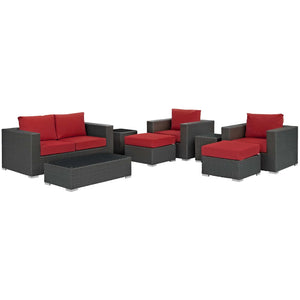 Sojourn 8 Piece Outdoor Patio Sunbrella® Sectional Set in Red @taylorraydesign