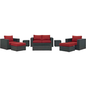 Sojourn 8 Piece Outdoor Patio Sunbrella® Sectional Set in Red @taylorraydesign