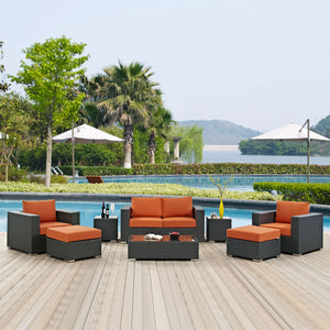 Sojourn 8 Piece Outdoor Patio Sunbrella® Sectional Set in Tuscan @taylorraydesign