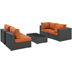 Sojourn 5 Piece Outdoor Patio Sunbrella® Sectional Set in Tuscan @taylorraydesign