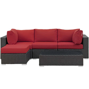 Sojourn 5 Piece Outdoor Patio Sunbrella® Sectional Set in Red @taylorraydesign
