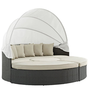 Sojourn Outdoor Patio Sunbrella® Canopy Daybed in Beige @taylorraydesign