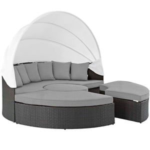 Sojourn Outdoor Patio Sunbrella® Canopy Daybed in Gray @taylorraydesign