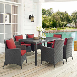 Sojourn 7 Piece Outdoor Patio Sunbrella® Dining Set in Red @taylorraydesign