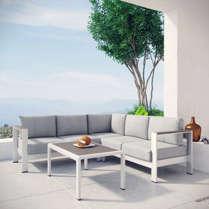 Shore 4 Piece Outdoor Patio Aluminum Sectional Sofa Set in Gray @taylorraydesign