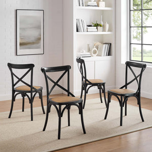 Gear Rustic Wood Dining Side Chairs, S/4