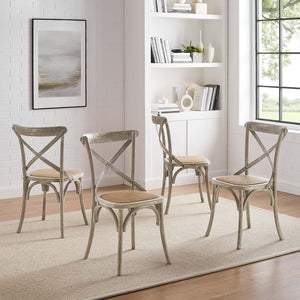 Gear Rustic Wood Dining Side Chairs, S/4