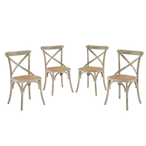 Gear Rustic Wood Dining Side Chairs, S/4