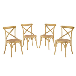 Gear Rustic Wood Dining Side Chairs, S/4