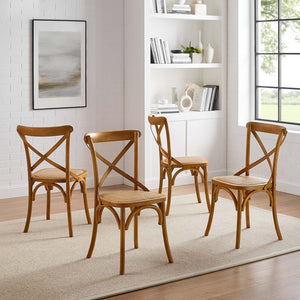 Gear Rustic Wood Dining Side Chairs, S/4