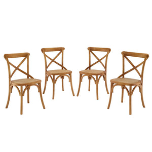 Gear Rustic Wood Dining Side Chairs, S/4