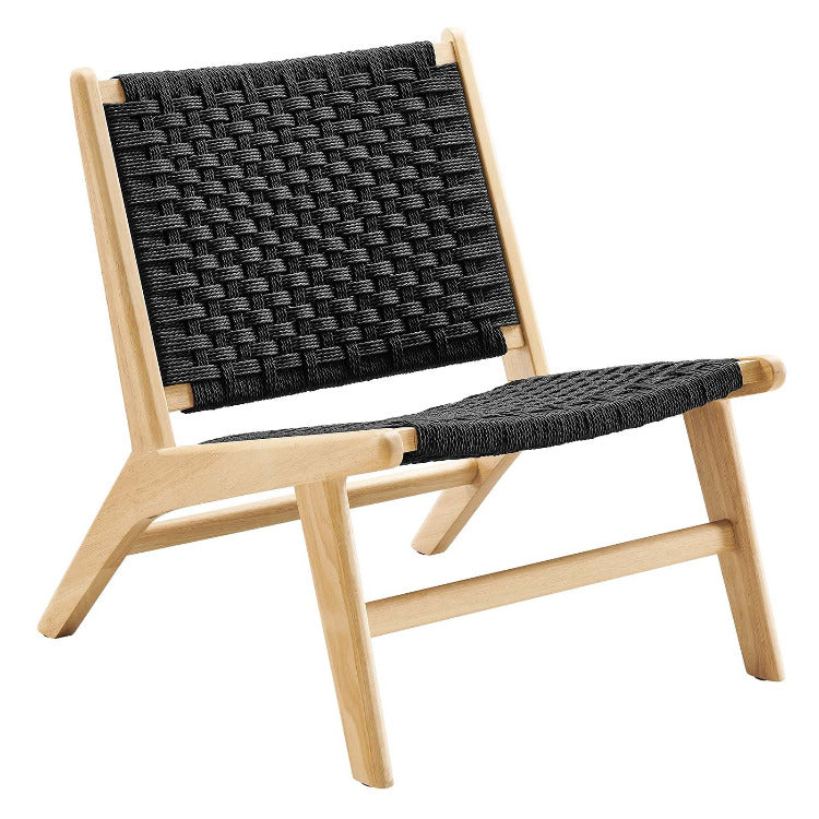 Saoirse Woven Rope Wood Accent Lounge Chair in Natural Black @taylorraydesign