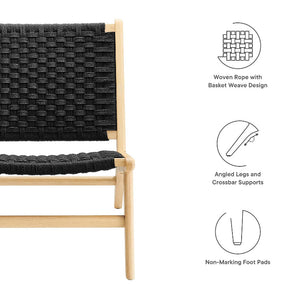Saoirse Woven Rope Wood Accent Lounge Chair in Natural Black @taylorraydesign