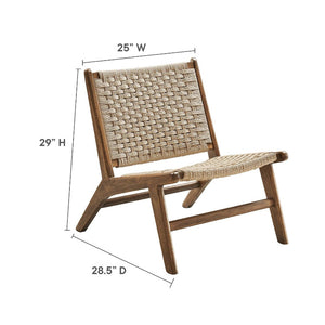 Saoirse Woven Rope Wood Accent Lounge Chair in Walnut Natural @taylorraydesign