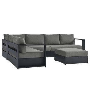 Tahoe Outdoor Patio Powder-Coated Aluminum 5-Piece Sectional Sofa Set in Gray Charcoal @taylorraydesign