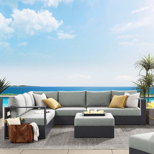 Tahoe Outdoor Patio Powder-Coated Aluminum 5-Piece Sectional Sofa Set in Gray Gray @taylorraydesign