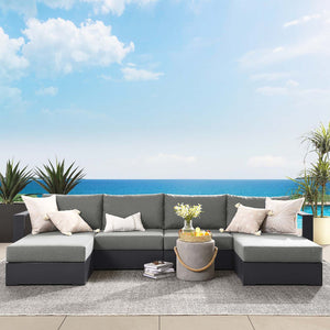 Tahoe Outdoor Patio Powder-Coated Aluminum 4-Piece Sectional Sofa Set in Gray Charcoal @taylorraydesign