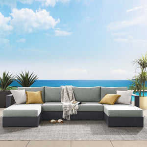 Tahoe Outdoor Patio Powder-Coated Aluminum 4-Piece Sectional Sofa Set in Gray Gray @taylorraydesign
