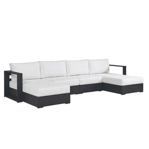 Tahoe Outdoor Patio Powder-Coated Aluminum 4-Piece Sectional Sofa Set in Gray White @taylorraydesign