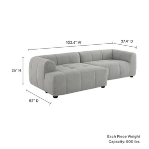 Liana Left-Facing Upholstered Fabric Modular Sofa with Chaise