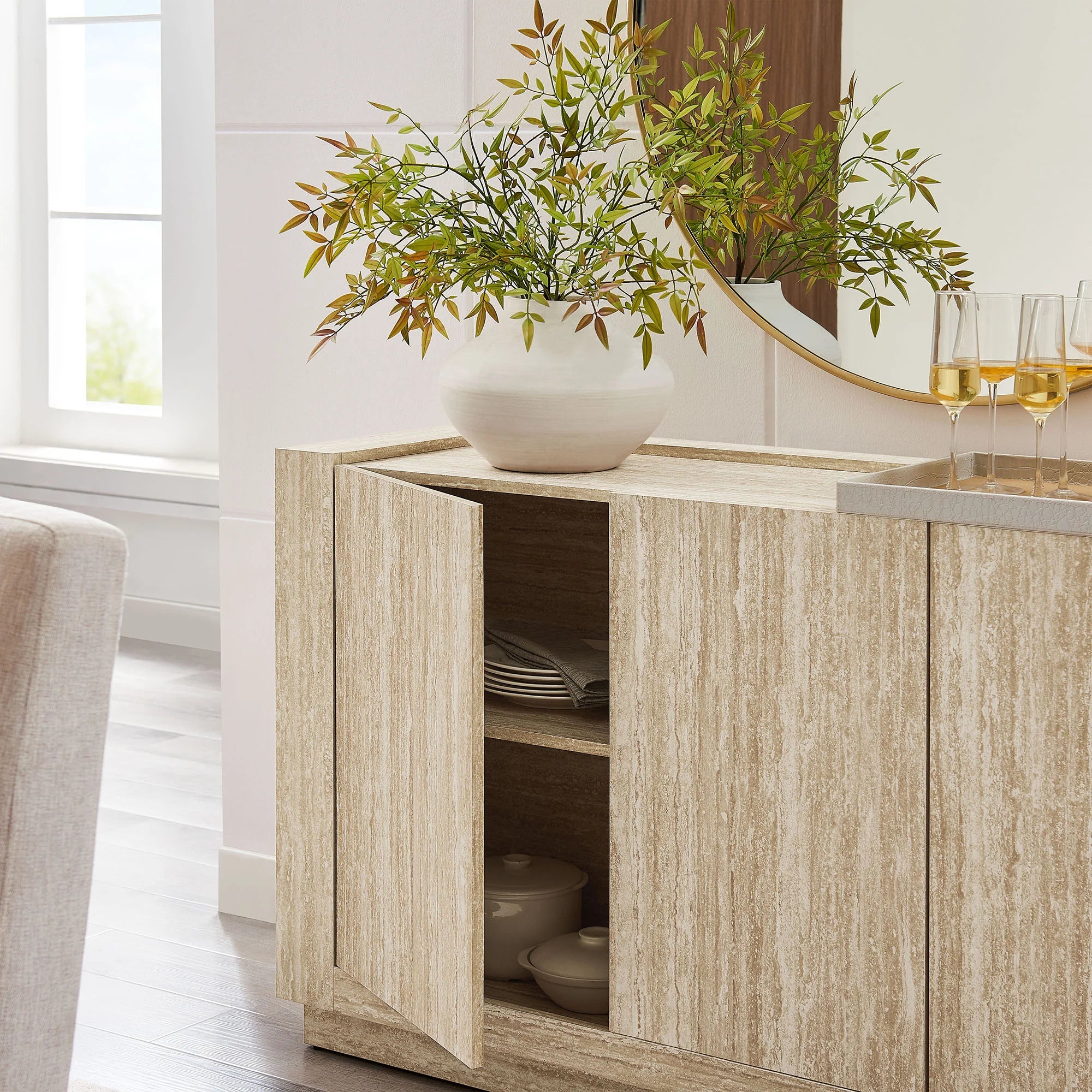 Hollis 59" Travertine Sideboard | taylor ray decor