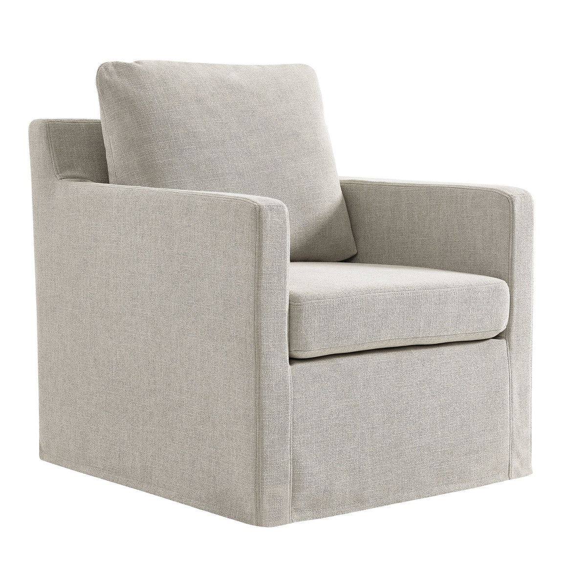 Serene Linen Slipcovered Swivel Armchair