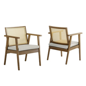 Thera Vegan Leather and Cane Accent Armchairs