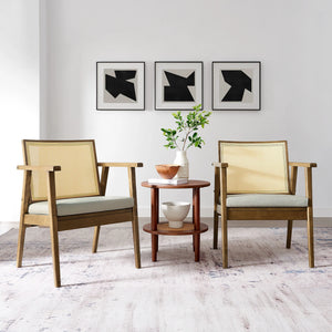 Thera Vegan Leather and Cane Accent Armchairs