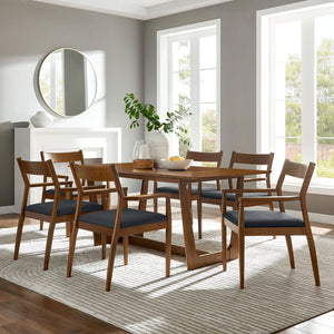 Solara 7-Piece Wood Dining Set with Armchairs in Vegan Leather