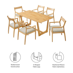 Solara 7-Piece Wood Dining Set with Armchairs